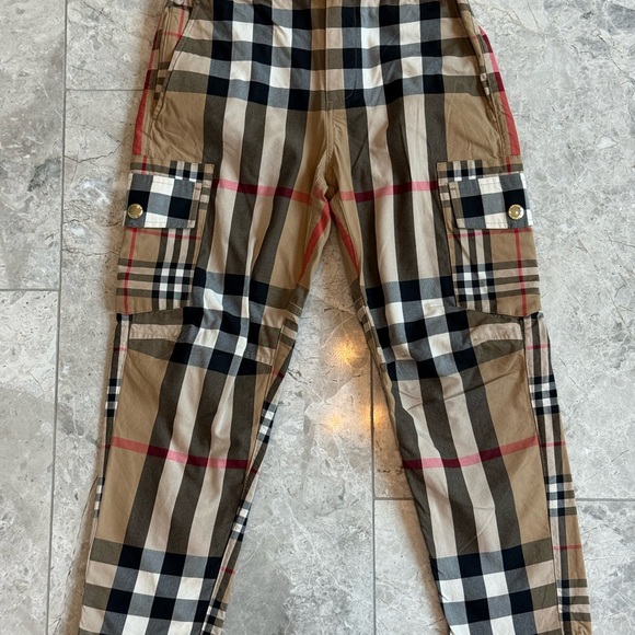 Burberry Kids Checkered Cargo Pants Black, White, Tan, Red